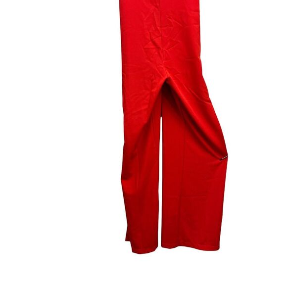 Lulus Womens Halter Jumpsuit Wide Leg Open Back Slash Pockets Red Size S - Picture 3 of 6